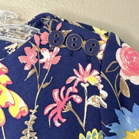 J. McLaughlin Wavesong Catalina Cloth Blue Floral Bateau Neck Top - Picture 9 of 9